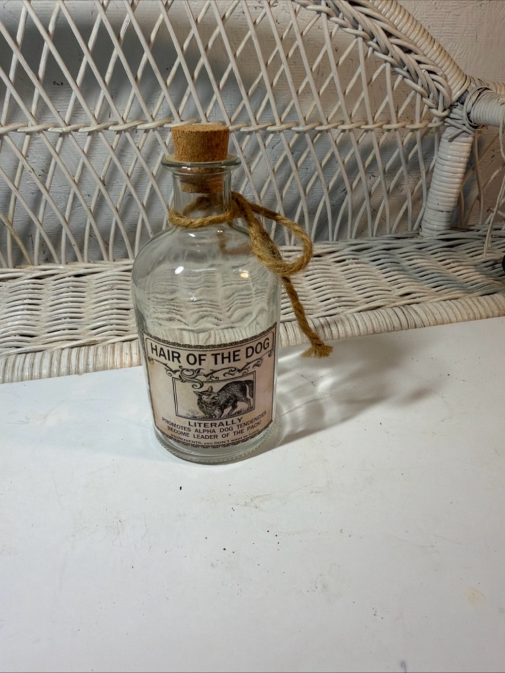 Hair of the Dog Glass Bottle Cork Vintage Style Bar Decor